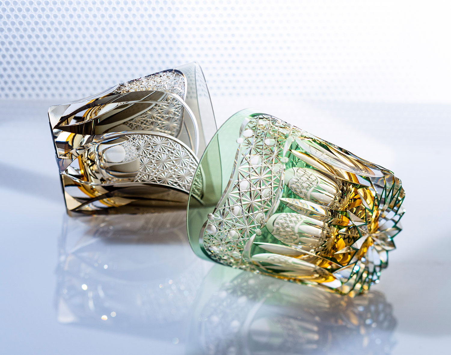 直営店限定 江戸切子 伝統工芸士・鍋谷聰作 重ね色目ロックグラス