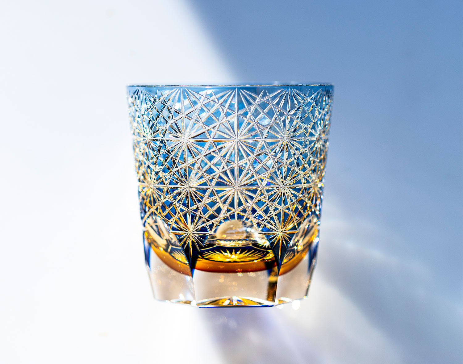 直営店限定 江戸切子 伝統工芸士・鍋谷淳一 作 重ね色目ロックグラス