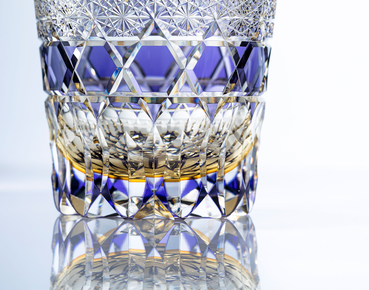 直営店限定 茨城県 伝統工芸士・野口友和作 重ね色目ロックグラス＜紫