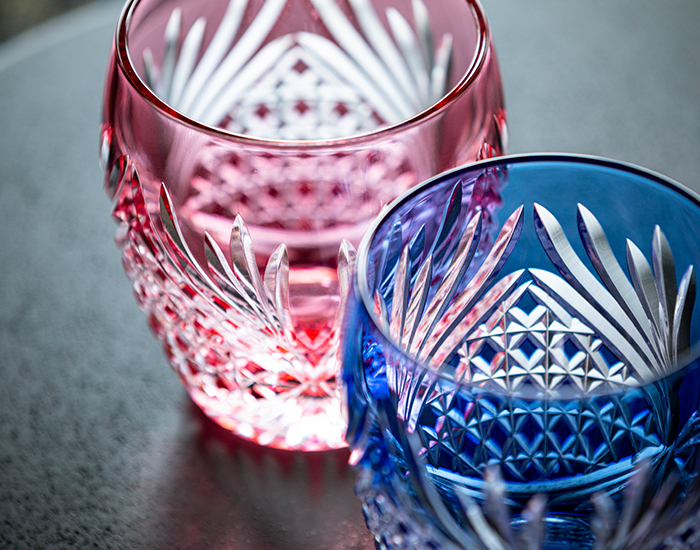 江戸切子 ペアロックグラス＜鹿角＞ | カガミクリスタル