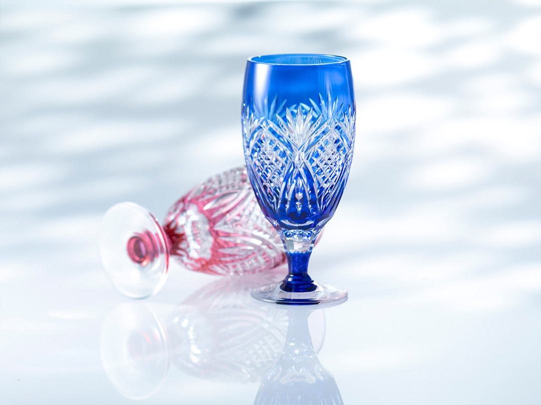 江戸切子 ペアビアグラス＜笹っ葉に魚子紋＞ | カガミクリスタル