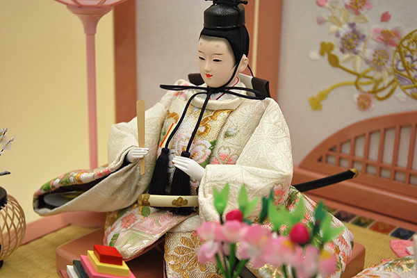 K-300 収納飾り 雛人形 京都西陣金襴 雪輪桜 白段織｜雛人形、五月人形