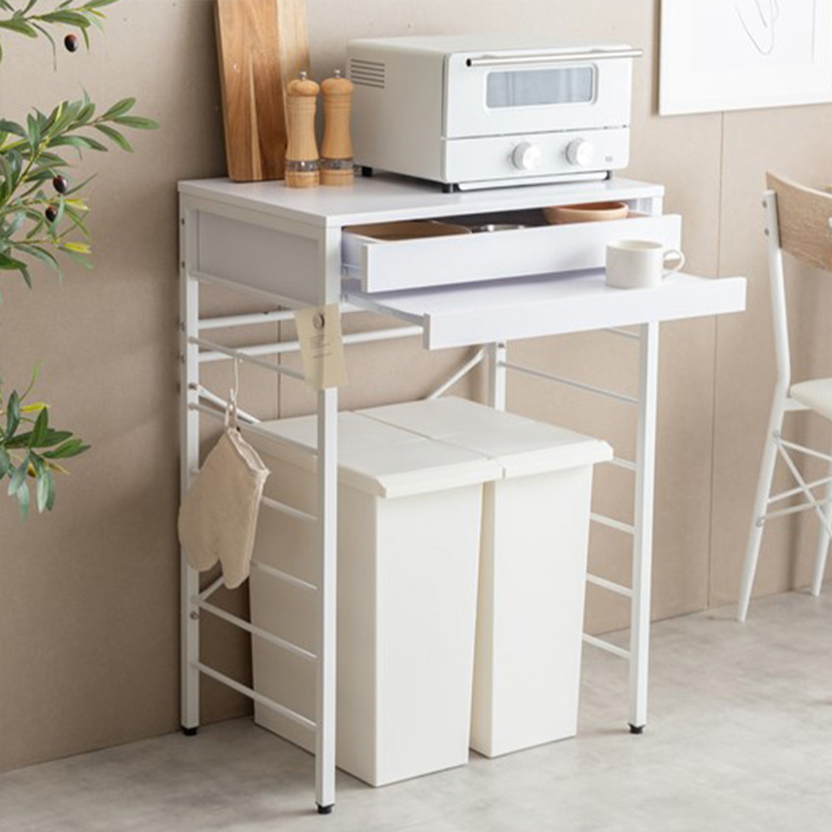 レンジ台 ゴミ箱上ラック レンジラック 幅60cm ロータイプ Cammy