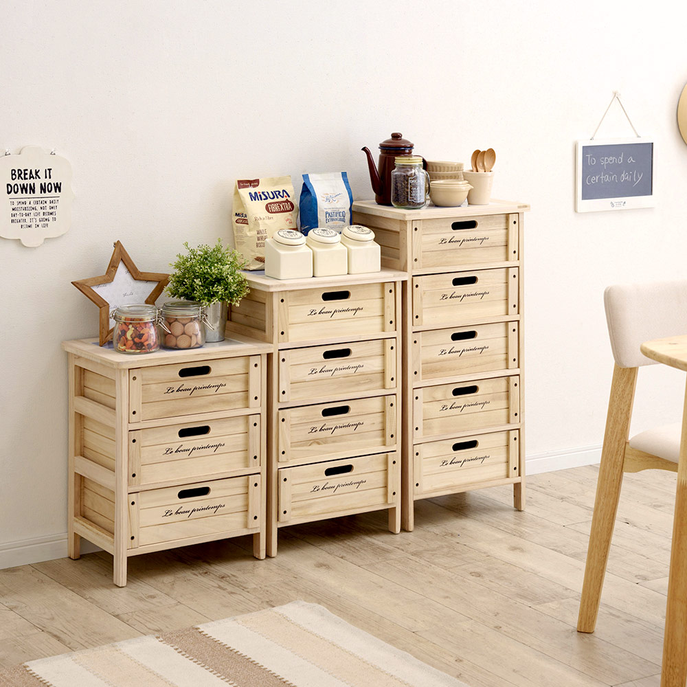 完成品 木製 4段ボックス HF05-003(N) 天板タイル仕様の通販情報