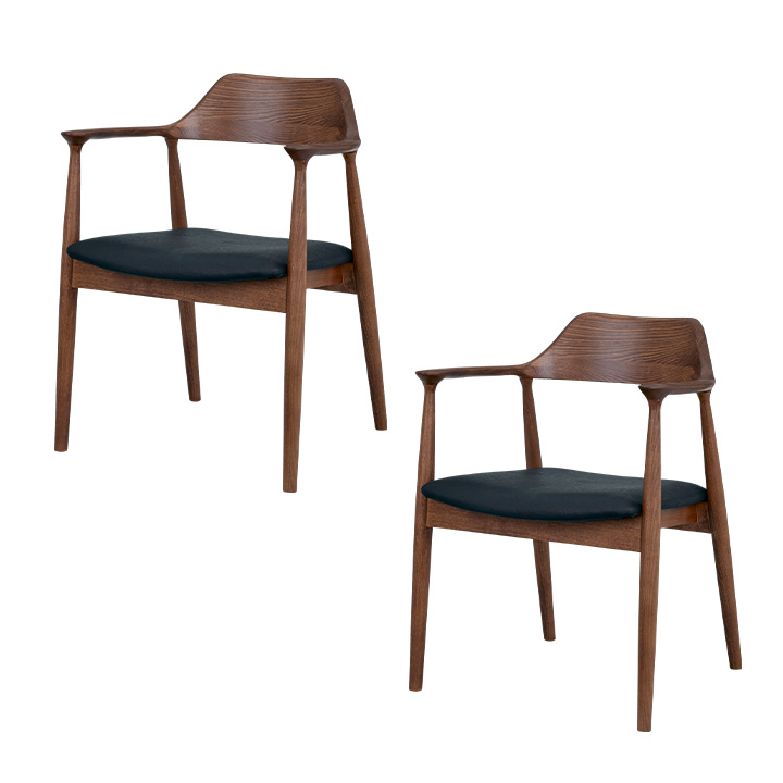 完成品 肘付き ダイニングチェア Shaun(ショーン) 2脚セット 11色対応