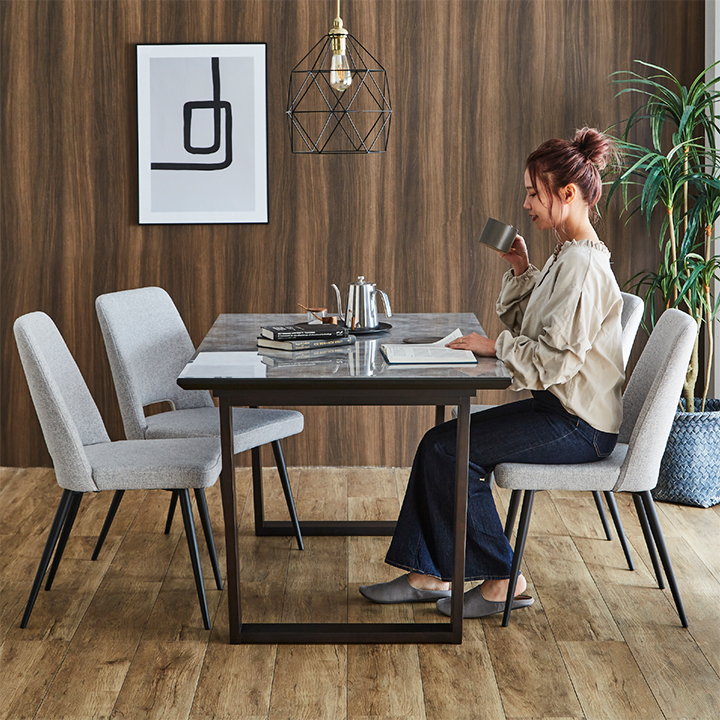 ガラス天板 ダイニングテーブル 幅150cm 2本脚 グレーの通販情報