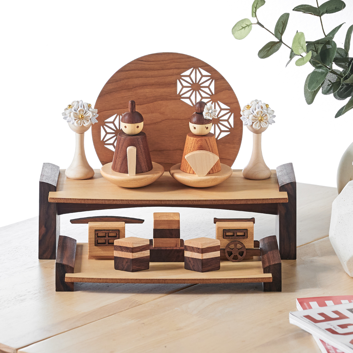 雛人形 二段飾り 木製ひな人形 4点セットの通販情報 - 家具通販の