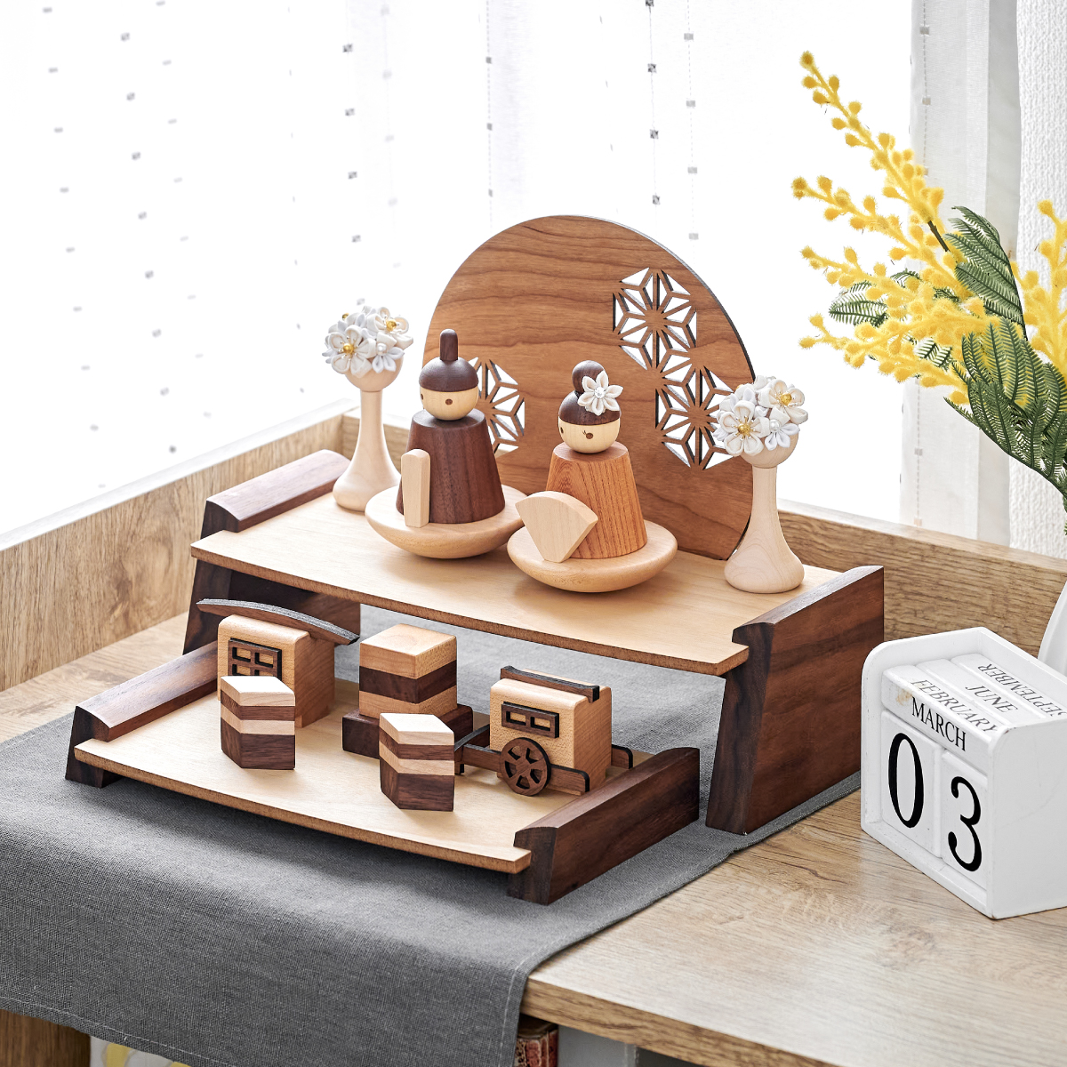 雛人形 二段飾り 木製ひな人形 4点セットの通販情報 - 家具通販の