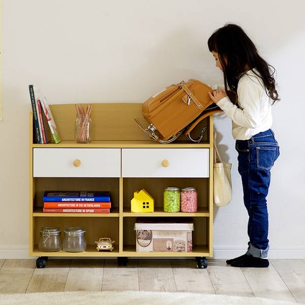 ランドセルラック NORM(ノーム) 幅80cm フック＆キャスター付きの通販