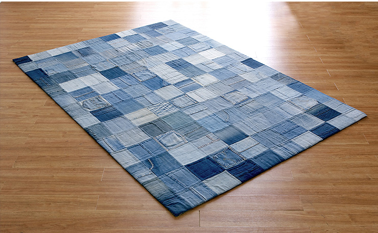 ラグ Patchwork denim rug(パッチワーク デニム ラグ) 200x140cmの通販