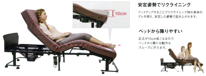 くつろぐベッド収納式電動リクライニングベッド AX-BE835