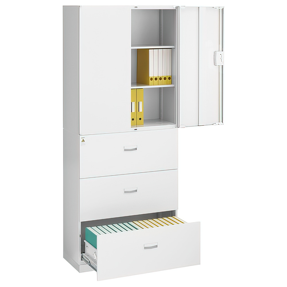 両開き 3段ラテラル書庫セット SOWシリーズ 幅900 奥行400 高さ2160