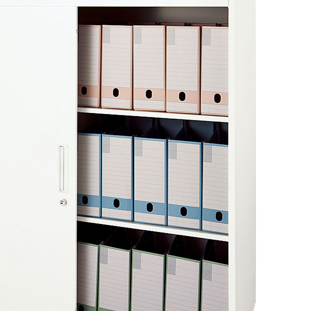 スチール引違い3枚扉書庫 CWシリーズ 幅899 奥行450 高さ1050 NA