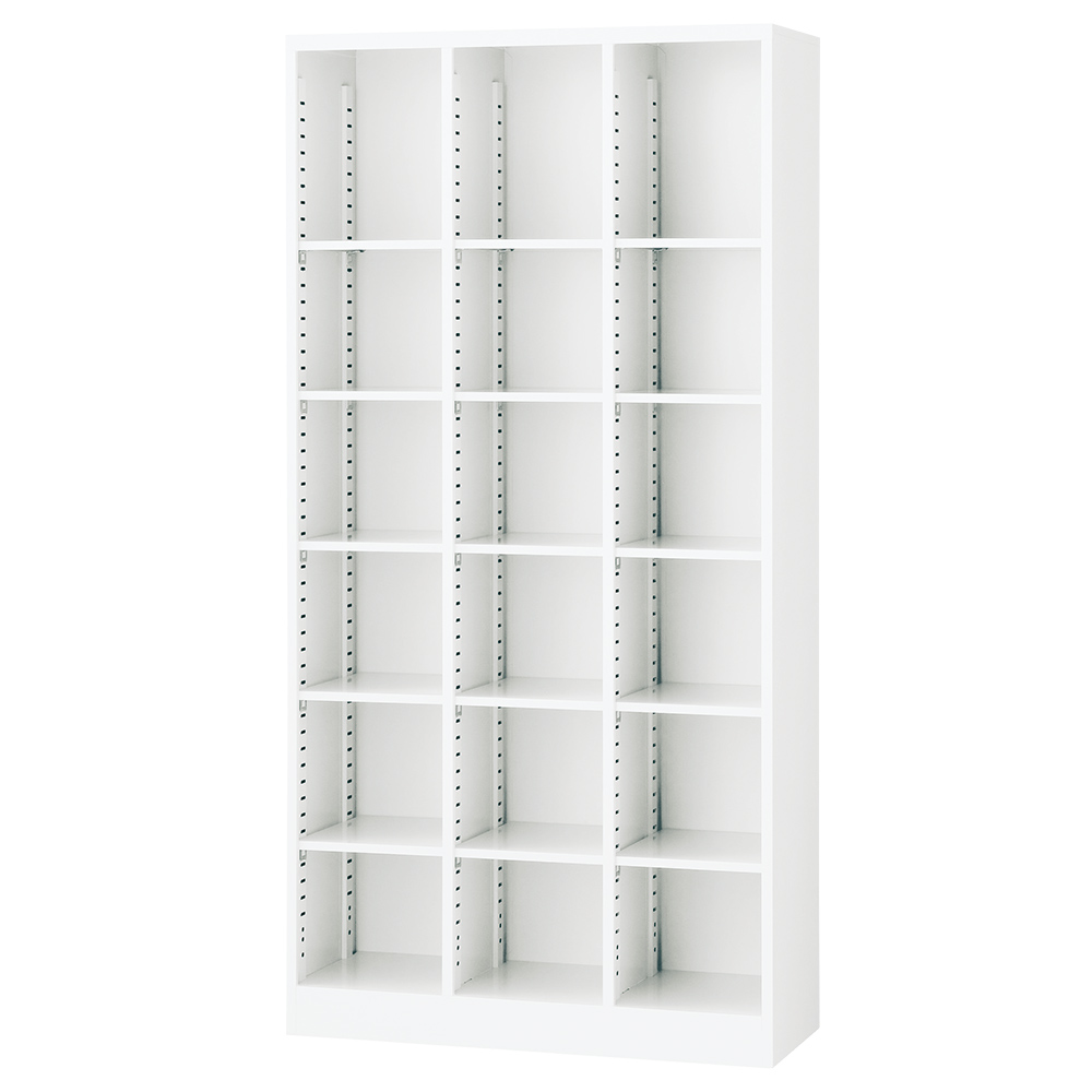 オープン可動棚収納ボックス 3列6段18人用 幅900 奥行350 高さ1800 SF