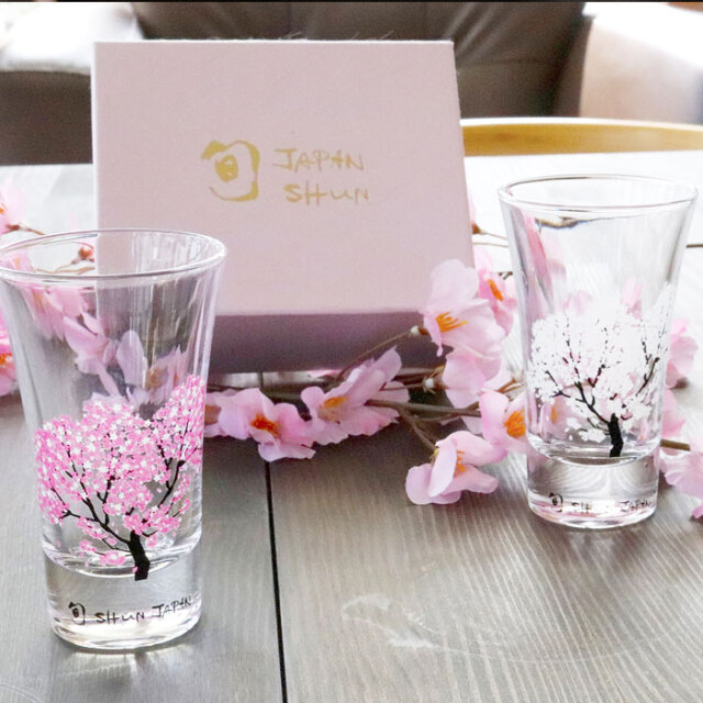 冷感桜 天開グラス ぺアセット 箱入 | 丸モ高木陶器