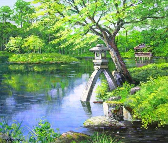 油絵 菅家令子 絵 絵画 インテリア 額付(白) uF6-063003 田園風景 油絵