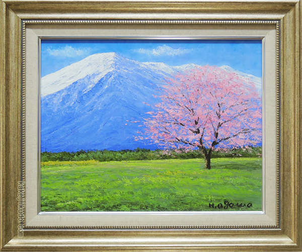 絵画 油絵 岩手山の桜 (小川久雄) 送料無料 【海・山】【肉筆】【油絵