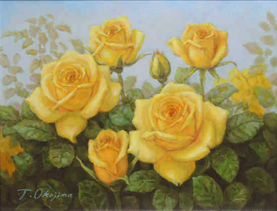 絵画 油絵 ばら（黄色いバラ） （岡島哲夫） 送料無料 【肉筆】【油絵