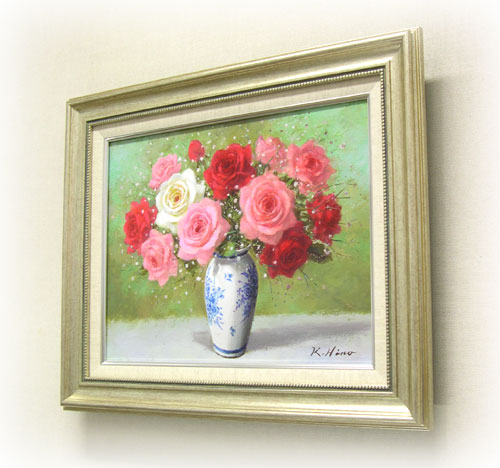 絵画 油絵 ばら (日野皖) 送料無料 【肉筆】【油絵】【花】【6号