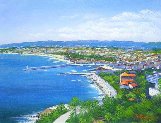 絵画 油絵 南フランス地中海コートダジュール （滝川英彦） 送料無料