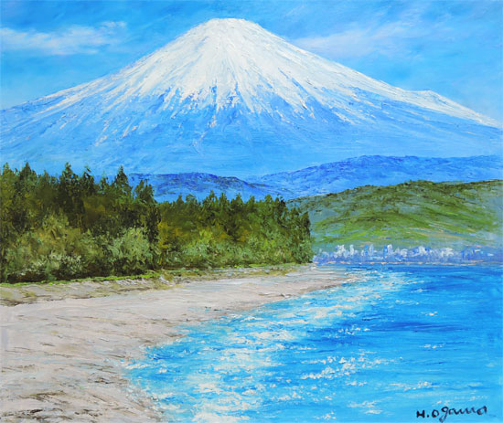 絵画 油絵 三保の松原からの富士 （小川久雄） 送料無料 【肉筆