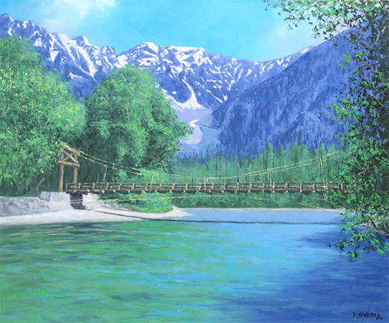 絵画 油絵 上高地 F20号 （大山功） 送料無料 【海・山】【肉筆