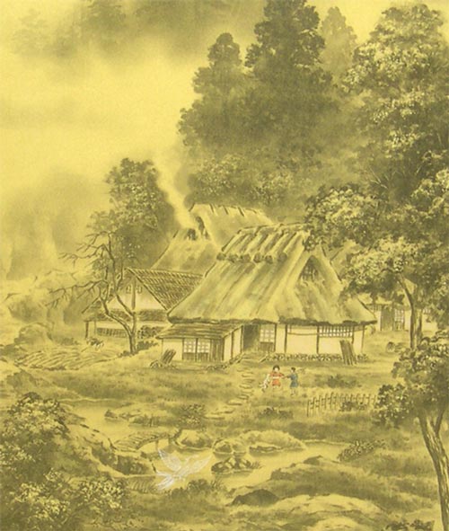 掛け軸 開運四神相応山水図 （今井玲豊） （掛軸小物なし） 送料無料