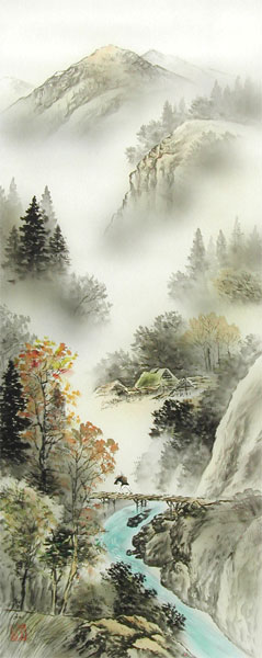 掛け軸 深山幽谷・四季山水 （葛谷聖山） 送料無料 【掛軸】【一間床