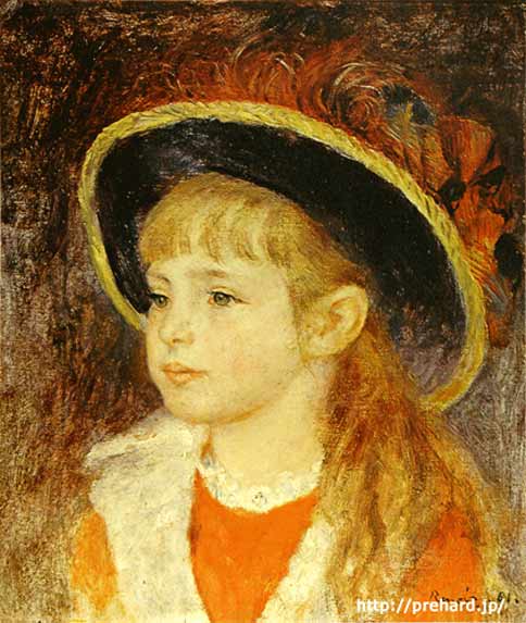 ルノアール 絵画 青い帽子の少女 F3号 送料無料 【複製】【美術印刷