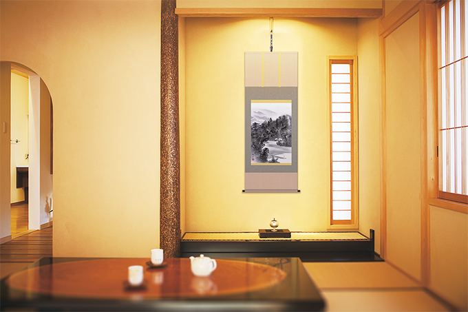 花籠 藤沢真二 尺五アンドン 肉筆！ 花鳥画 - 掛け軸（掛軸）販売通販