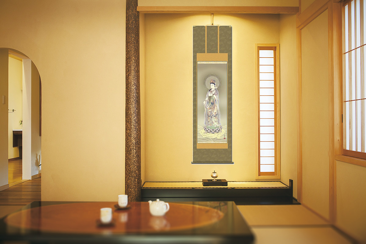 雲上観音 鈴木翠朋 （尺五）【特価 】 日本製 観音 - 掛け軸（掛軸