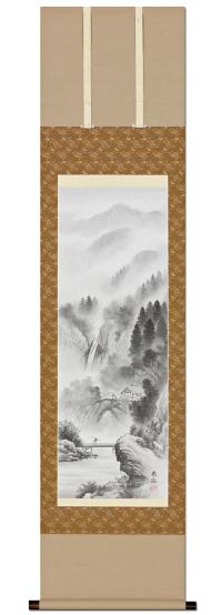 水墨山水 遠藤春岳 （尺幅）肉筆！ 山水画 - 掛け軸（掛軸）販売通販