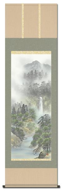 彩色山水 四季山水（夏） 伊藤渓山 （三美会） 【尺五】 日本製 山水画