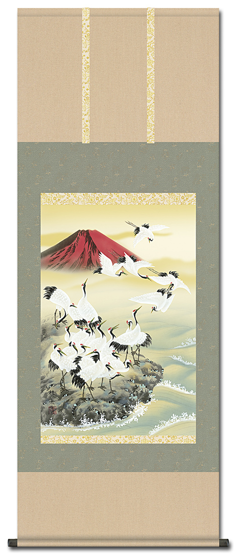 群鶴 長江桂舟 三美会 尺五 ・あんどん 日本製 祝儀掛け - 掛け軸