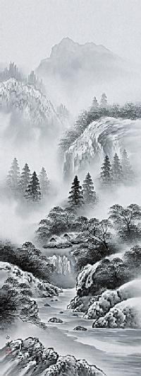 水墨山水 伊藤白雲 尺五【肉筆】！ 山水画 - 掛け軸（掛軸）販売通販