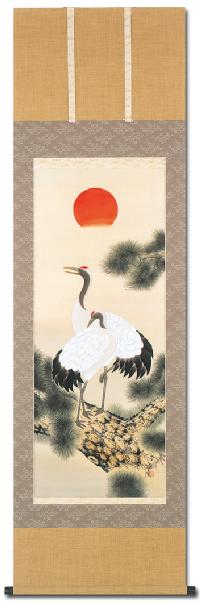 松上鶴 田上芳泉 (尺五立）肉筆！ 開運画 - 掛け軸（掛軸）販売通販