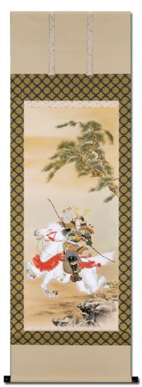 武者 川島利行 尺八立 肉筆！ 端午の節句 - 掛け軸（掛軸）販売通販