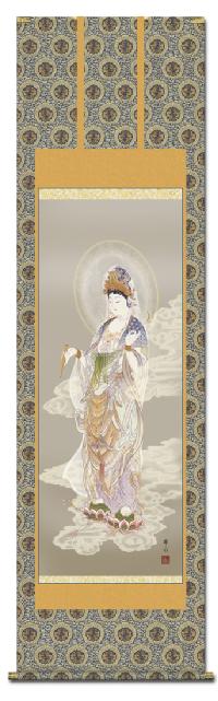 雲上観音 天野豊水（弥栄会）尺五 【大特価 】 日本製 観音 - 掛け軸