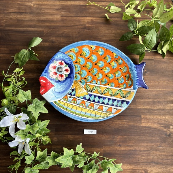 魚型大皿 青ベース 亀屋食品（株）注文サイト