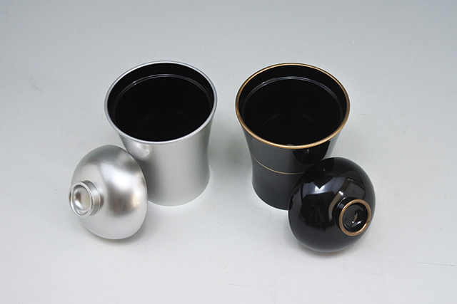 木乾推形箸洗 小吸銀彩内黒／TM竹泉箸洗椀 黒帯金