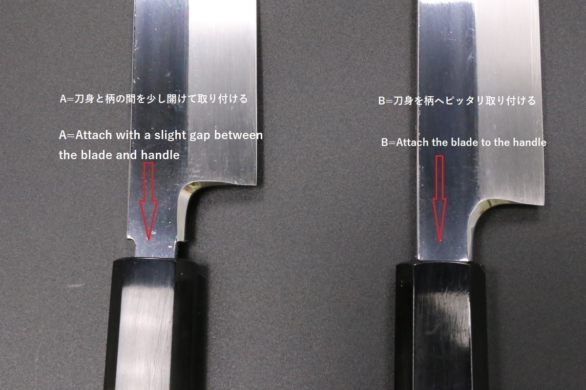 切付柳刃 銀三本焼 300mm 平鏡面 黒檀柄 鞘付き【左利き用】-歌舞伎ナイフ