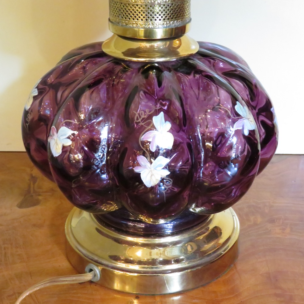 アメリカ ヴィンテージ フェントン ハンドペイント オイルランプ型