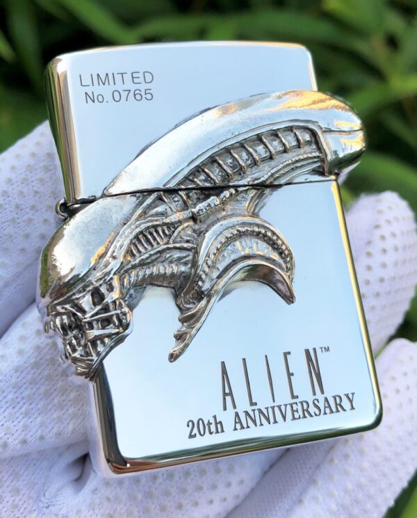 Zippo Sterling Silver H.R. Giger Alien Emblem Lighter #3