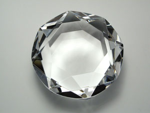 クリスタル・ペーパーウエイト（多面カット・ラウンド形）,RS-PW-75x75