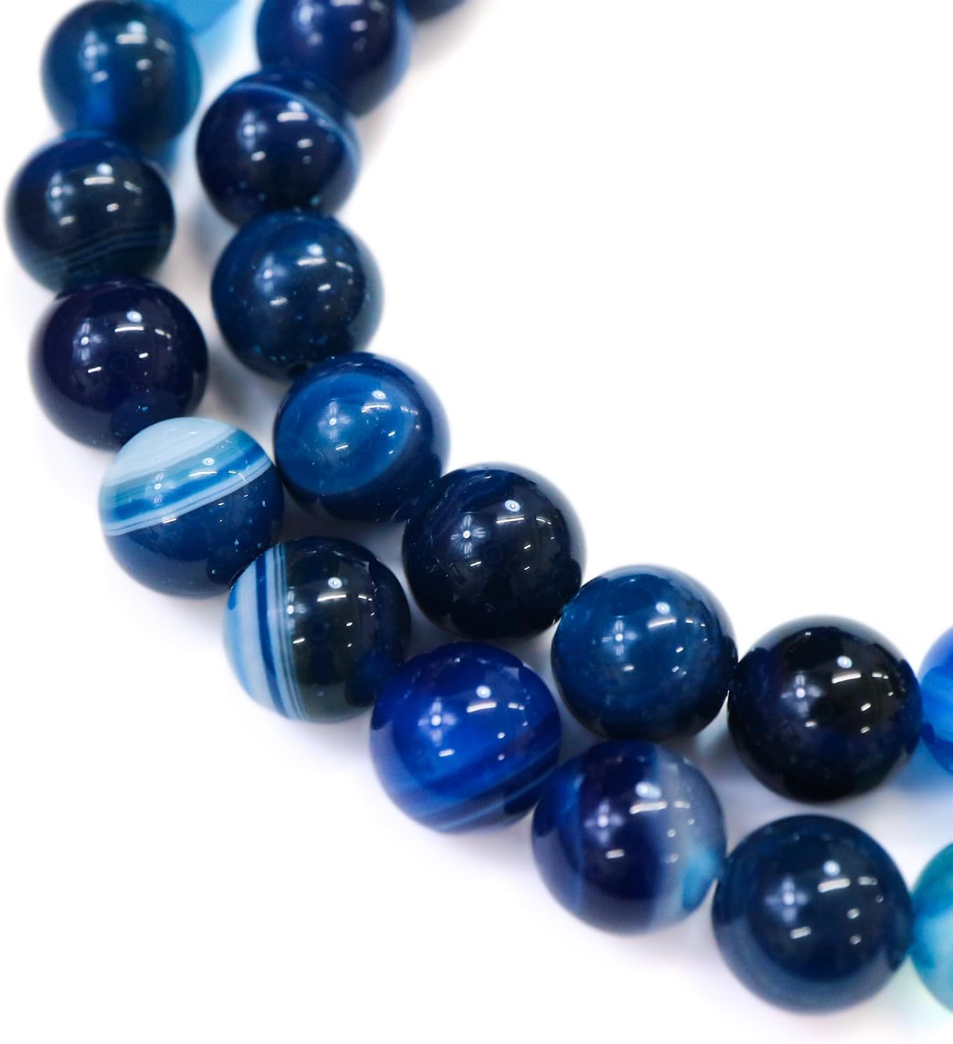 天然石】青めのう（ブルーアゲート） ブレスレット用 ビーズ 一連 8mm