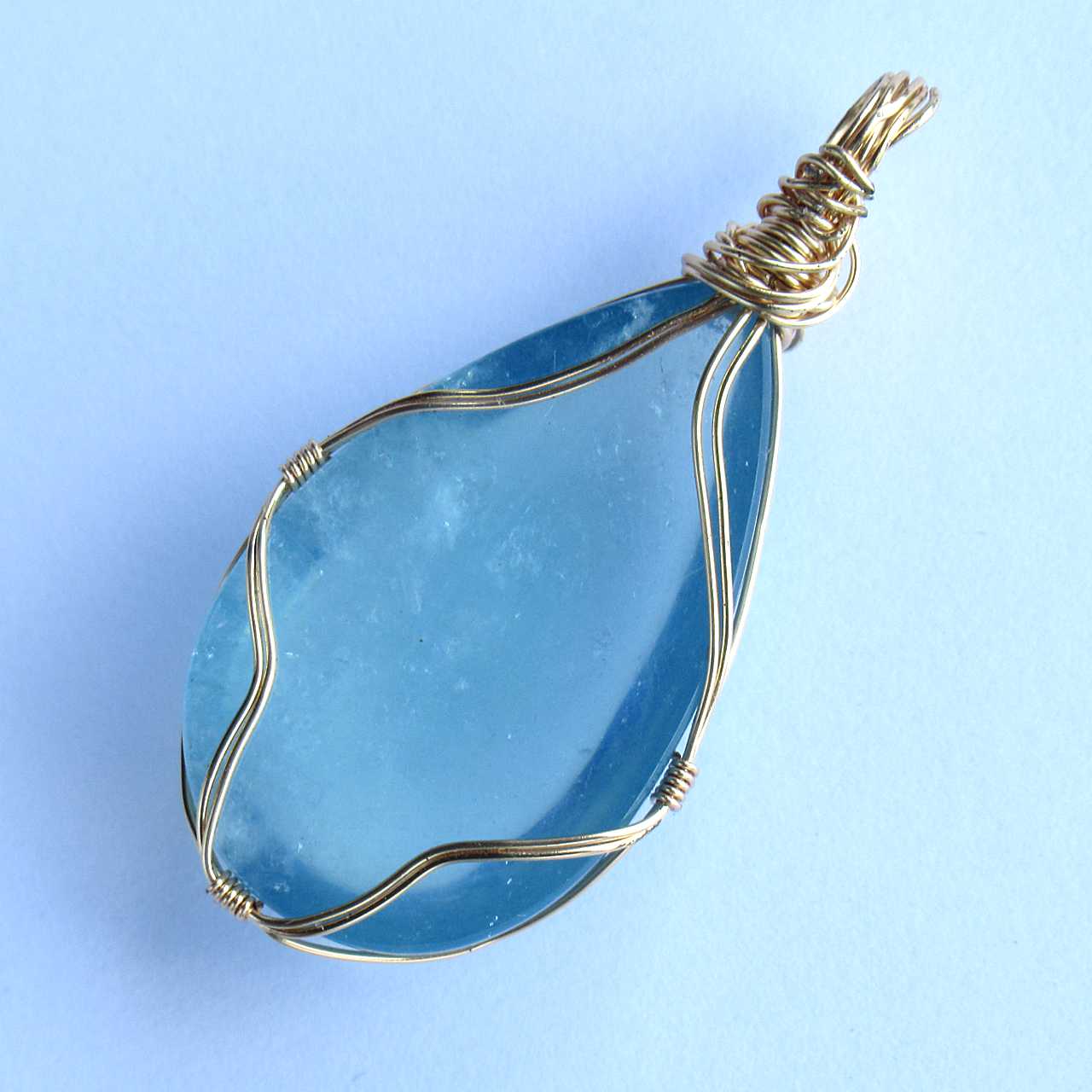 アクアマリン☆ワイヤーラッピングペンダントトップ No.756 / 天然石