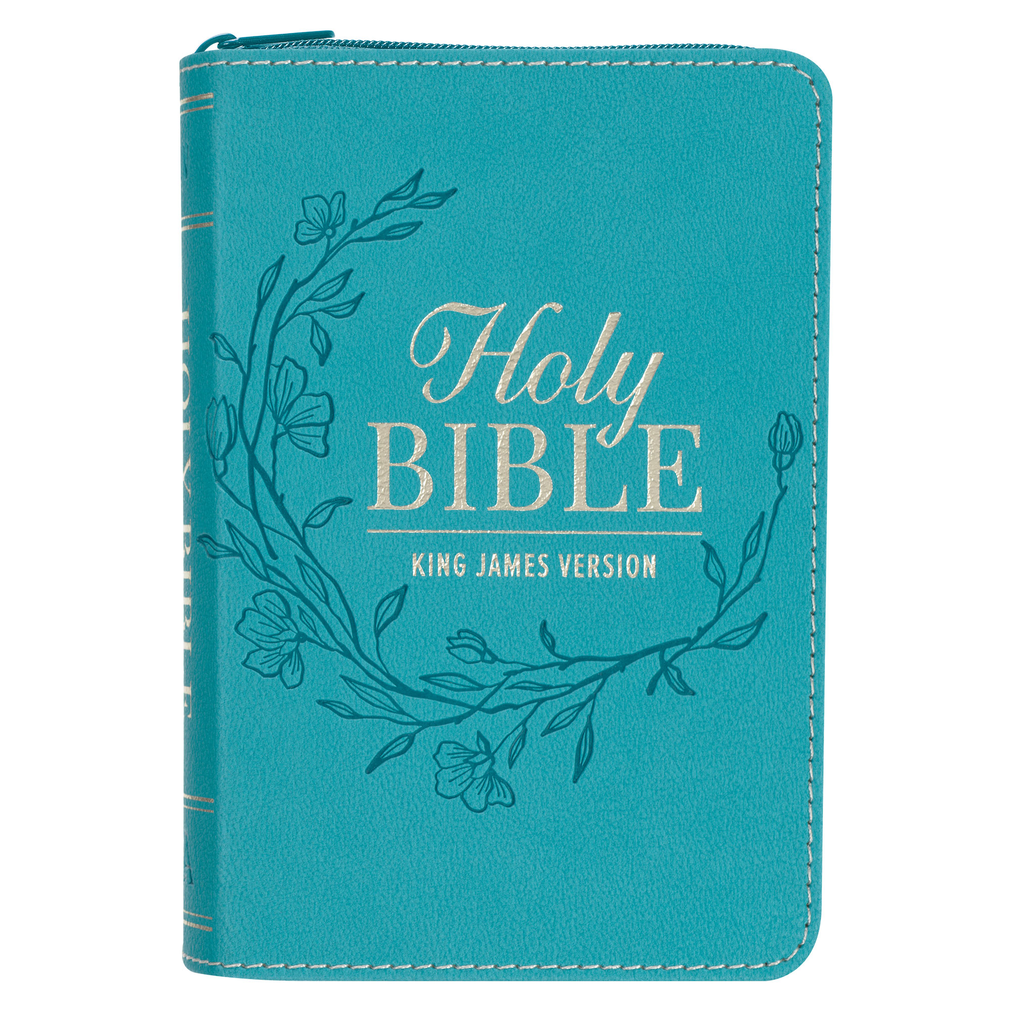 Aqua Faux Leather King James Version Pocket Bible with Zipper