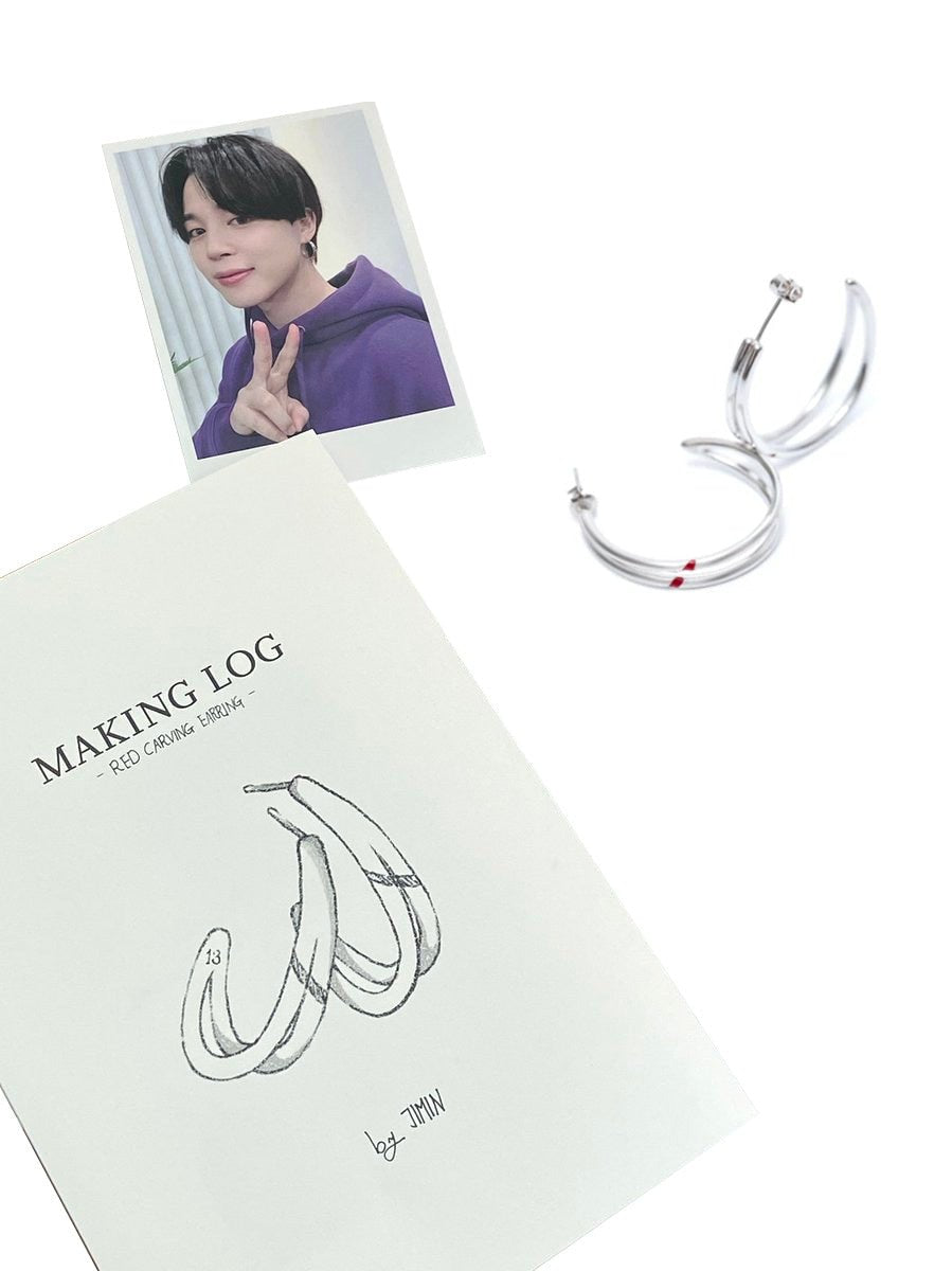 BTS Red Carving Jimin Earring – Kpop Exchange