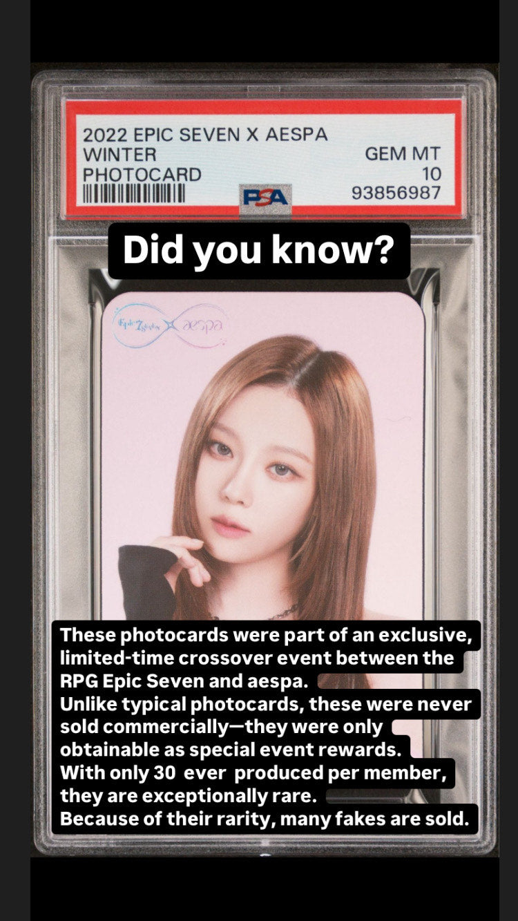 2022 EPIC SEVEN X AESPA WINTER PHOTOCARD GEM MINT PSA 10