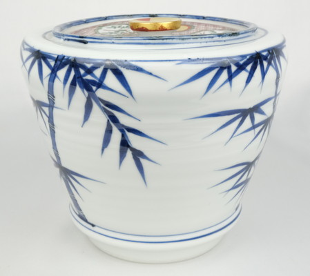 栗山園オンライン通販部 / 【出物】 染付竹図赤絵蓋水指 5代三浦竹泉